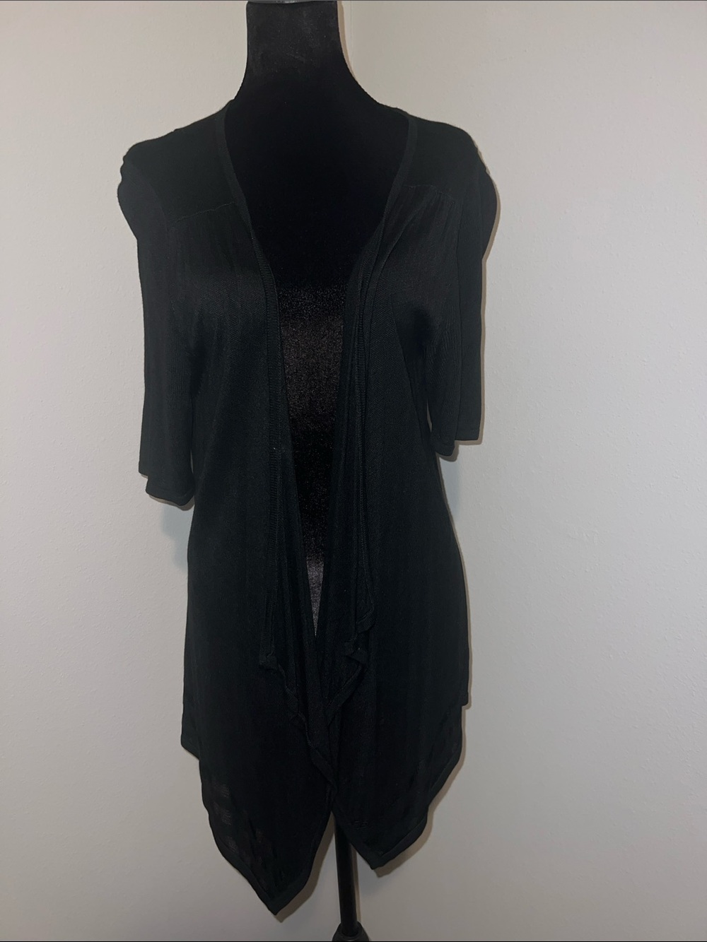 White House Black Market Black Open-Front Draped Cardigan